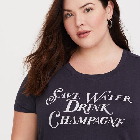 Torrid Grey Drink Champagne Crew Slim Fit Tee 2x super soft - Picture 4 of 10